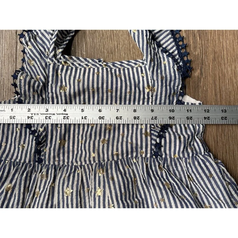 Cat and Jack Girl‎ Dress Blue/white stripes sparkly metallic stars/stripes, 4T